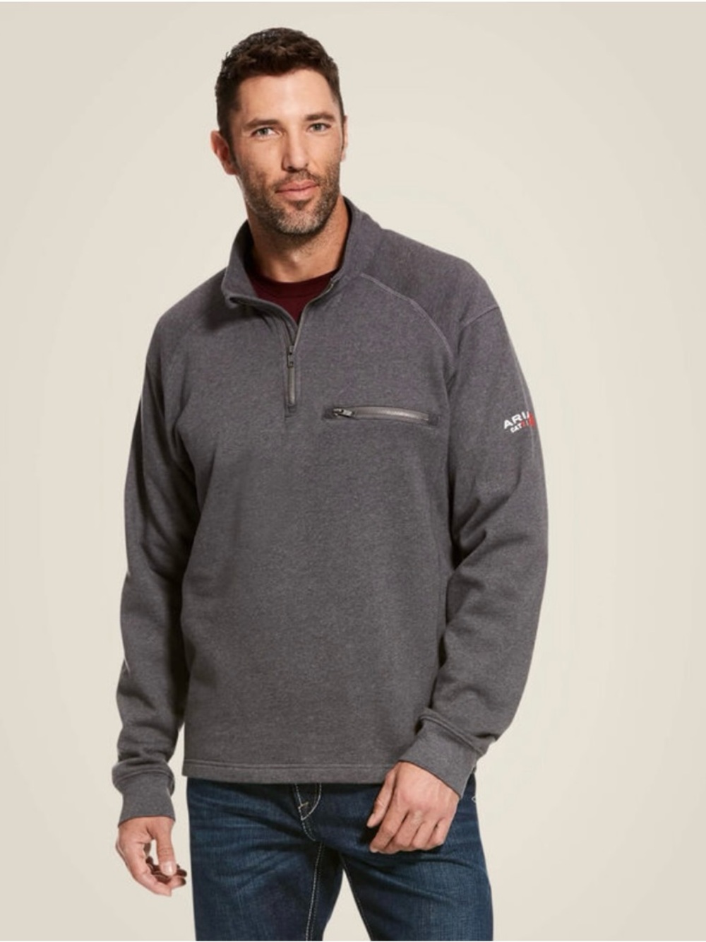 Ariat FR 1/4 Zip Gray Fleece Jacket 3XL - Picture 2 of 5